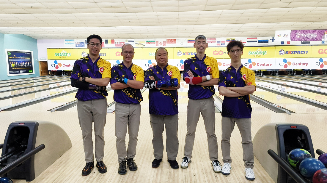 香港聾人保齡球代表隊男子隊五人團體賽陣容。