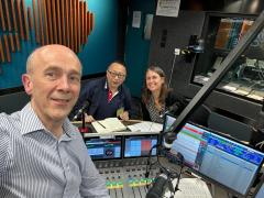 Financial expert and former banker, Peter Guy (Middle in photo) with host James Ross (Left in photo) and Producer Carolyn Wright (Right in photo) 